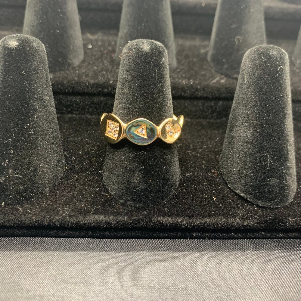 Melinda Maria Uneven Oval + Geometric Crystal Ring